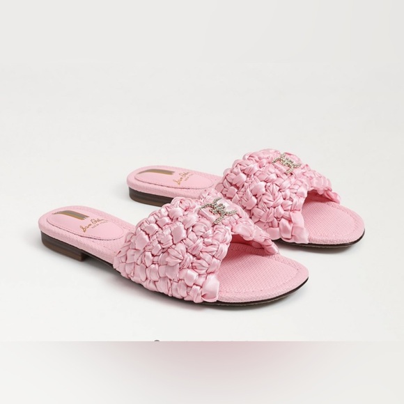 Sam Edelman Bridget Slide Sandal Pink Rose Ribbon Size 8.5 - Picture 1 of 11